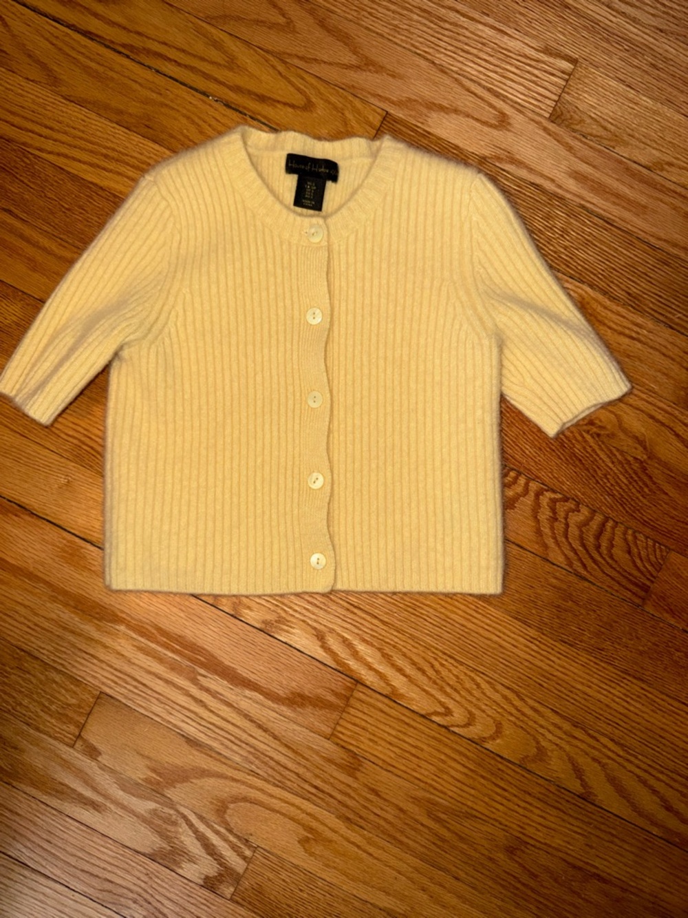House of Harlow 1960 100% Pale Yellow Short Sleeve Ribbed Cardigan